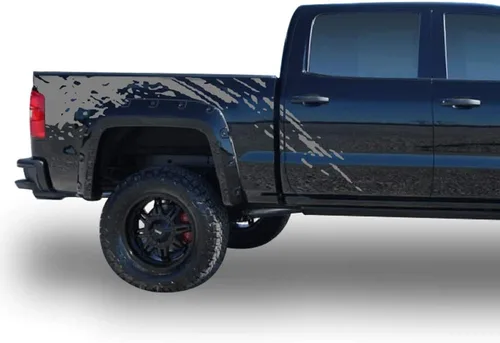 Vista 5 de Adhesivo adhesivo gráfico para cama Splash Mud Kit compatible con GMC Sierra 2014-Presente (negro)