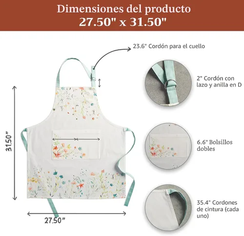 Vista 7 de Maison d' Hermine Delantal 100% de algodón para mujeres con bolsillo de cocina delantal de chef para hombres para cocinar primavera verano