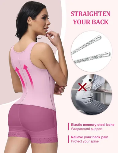 Vista 5 de SHAPSHE Entrenador de cintura para mujer, faja deportiva con control de abdomen, moldeador de cuerpo de entrenamiento con correas ajustables