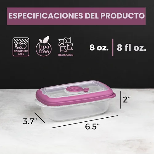 Vista 3 de Tribello Recipientes pequeños de almacenamiento de alimentos para microondas de 8 onzas con tapas, recipiente de almacenamiento de plástico/sobre