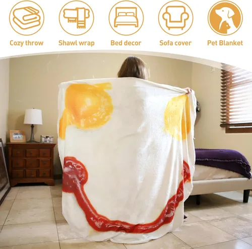 Vista 3 de Catalonia Pepperoni Pizza Blanket, Realistic Food Blanket, Funny Gifts for Teenage Boys and Girls, 59 inch, Single Layer