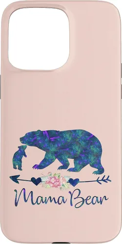 Vista 31 de Teal Blue Purple Floral Mama Bear and One Cub Light Pink Case for iPhone 17