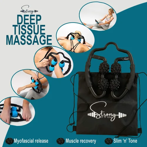 Vista 4 de Masajeador de tejido profundo con rodillo de espuma Herramientas de masaje miofascial con bolsa de gimnasio con cordón Rodillo muscular