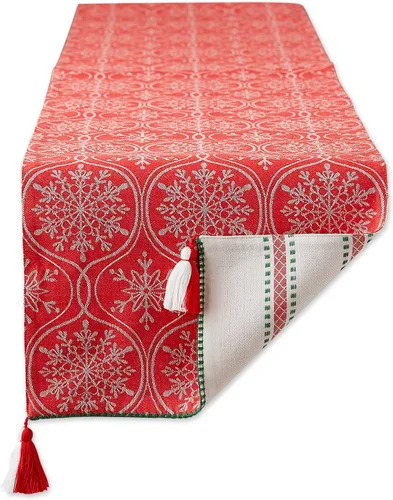 Vista 5 de DII Joyful Snowflakes Collection - Camino de mesa reversible de Navidad, 14 x 108 pulgadas