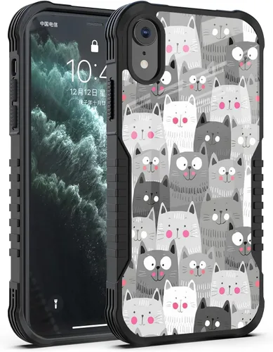 Vista 13 de Funda compatible con iPhone XR para hombres y niños, resistente a los golpes, funda de policarbonato duro de silicona suave, resistente a