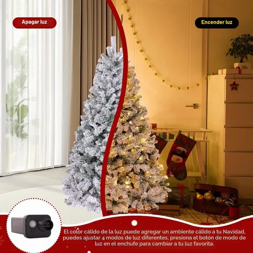 Vista 3 de Árbol de Navidad artificial preiluminado flocado de 4 pies, árbol de Navidad Fake Tree with 150 Lights/450 Branch Tips,Premium Spruce Xmas Tree