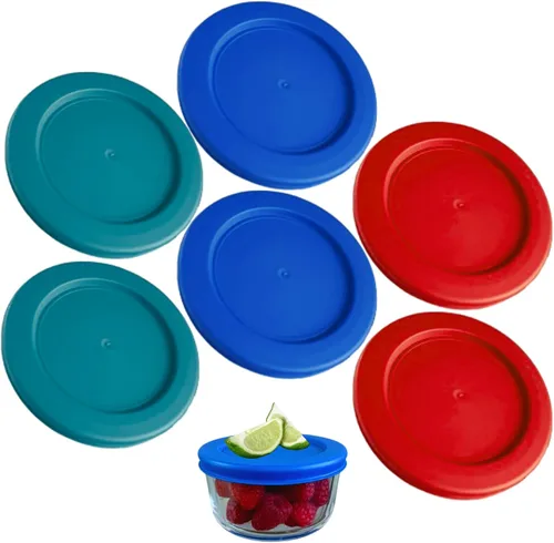 Vista 19 de KlareWare Tapas de repuesto para 2 tazas, tapas de plástico sin BPA para Pyrex 7200, Anchor Hocking (paquete de 4, azul) - Contenedores no incluidos