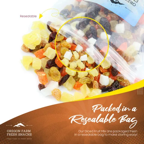 Vista 5 de Oregon Farm Fresh Snacks Mezcla de frutas secas – Mezcla de aperitivos con arándanos secos, coco, mango y pasas – Snacks saludables para adultos