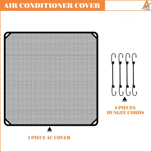 Vista 7 de Cubierta de aire acondicionado de 28 x 28 pulgadas, cubierta de malla superior para unidad exterior con cuerdas elásticas, cubierta de malla
