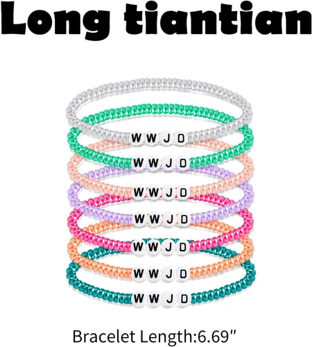 Vista 49 de Long tiantian WWJD - Pulsera con texto en inglés «What Would Jesus Do», pulseras WWJD para mujeres, pulseras W.W.J.D para hombres, joyería