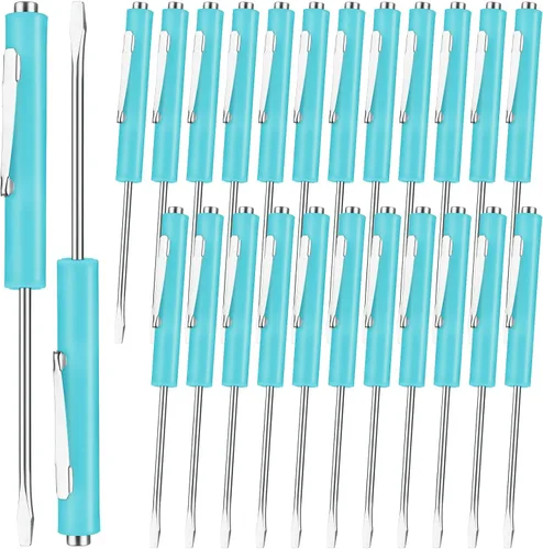 Vista 8 de Honoson 10 Piezas de Destornillador de Bolsillo Mini con Parte Superior y Clips de Bolsillo Magnéticos, Destornillador Pequeño Ranurado con Cabeza