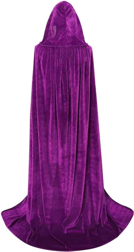 Vista 3 de Capa de terciopelo larga unisex con capucha para disfraz de Halloween, Navidad, cosplay