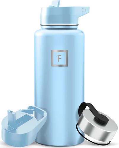 Vista 30 de IRON °FLASK Botella de agua de boca ancha de 32 onzas con pajita Aurora