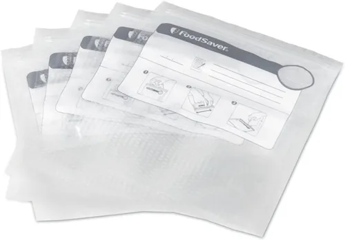 Vista 2 de 18 bolsas de cremallera al vacío de cuarto de galón con una construcción única de varias capas FoodSaver, Galón, 12 unidades, Multicolor