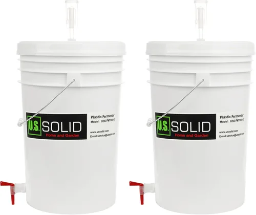 Vista 9 de U.S. Solid Fermentador de plástico – Cubo de fermentación de grado alimenticio de 5 galones fermentador de elaboración casera con espita y esclusa