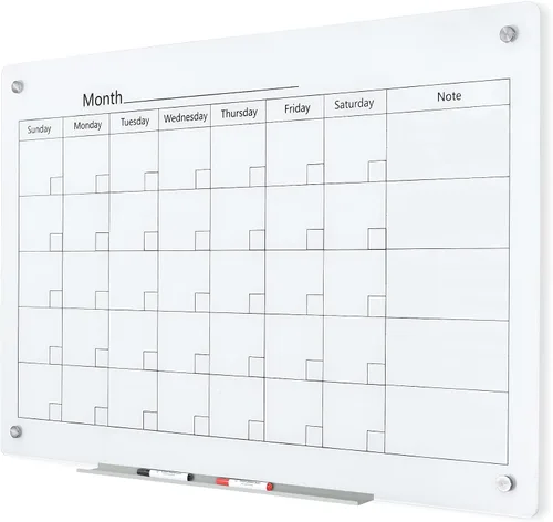 Vista 8 de J&J worldwide Pizarra blanca de vidrio magnético negro de 47 x 35 pulgadas, sin marco, de vidrio templado, borrado en seco, para montaje en pared