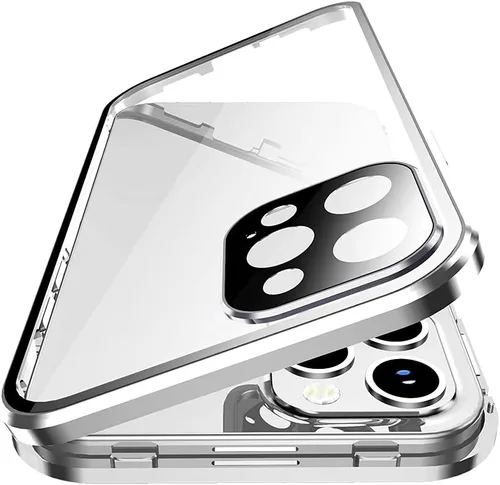 Vista 16 de Funda magnética con bloqueo de seguridad para iPhone 11 Pro de doble cara de vidrio de 360°, cubierta de cuerpo completo con protector de lente