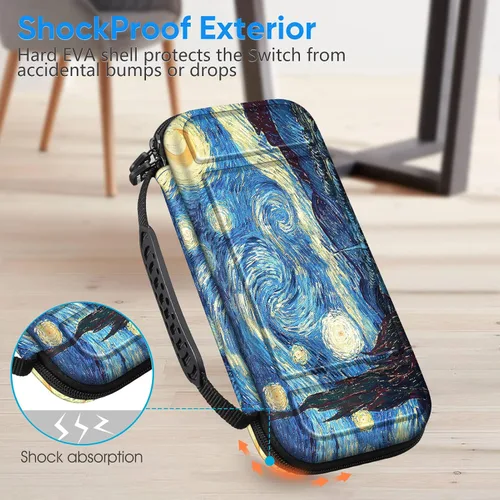 Vista 5 de Fintie - Funda para Nintendo Switch Lite 2019 (resistente a los golpes), con 15 ranuras para tarjetas de juego y 2 ranuras para tarjetas micro SD