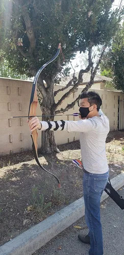 Vista 4 de SAS Maverick 60" One Piece Traditional Wood Hunting Recurve Bow Marrón