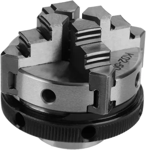 Vista 7 de Mini torno de 4 mandíbulas de 1.969 in, sujeción autocentrante reversible, montaje de rosca M14, torno manual para carpintería, mandril compacto