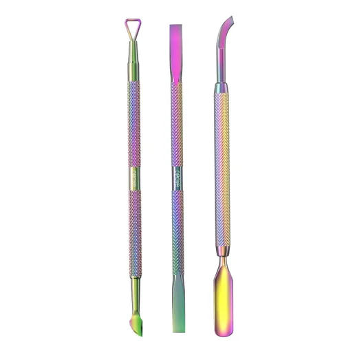 Vista 2 de opove CP-3 - Empujador de cutículas de acero inoxidable, triangular, removedor de esmalte de uñas, limpiador profundo de uñas, 3 piezas, herramienta
