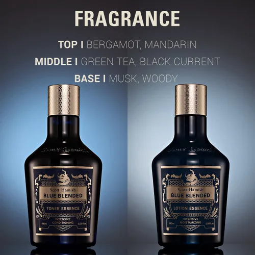 Vista 6 de Scott Hamish Blue Blended Set – Set de cuidado de la piel para hombres con lavado facial, tóner facial y emulsión facial – Kit de hidratación