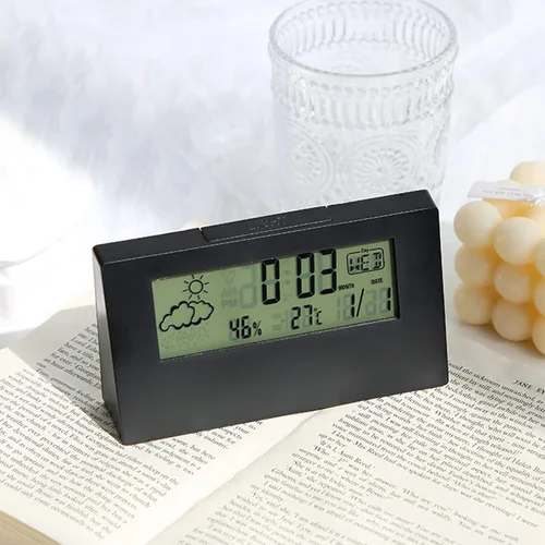 Vista 6 de Reloj digital despertador LCD relojes de pantalla para dormitorios