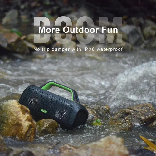 Vista 4 de DOSS Extreme Boom - Altavoz Bluetooth para exteriores con sonido potente de 60 W, graves profundos, tiempo de reproducción de 30 horas, USB-C, Verde