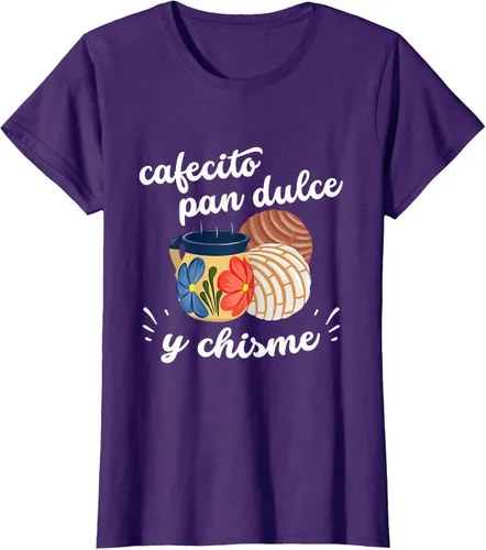 Vista 10 de Camiseta Cafecito Pan Dulce y Chisme Mexican Hispanic Pride Breakfast Negro