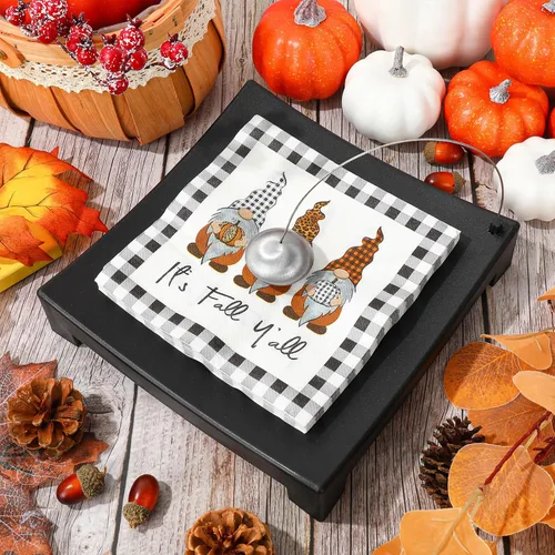 Vista 3 de AnyDesign Paquete de 80 servilletas de papel de gnomo de otoño, desechables, con texto en inglés "It's Fall Y'all", servilletas de almuerzo a