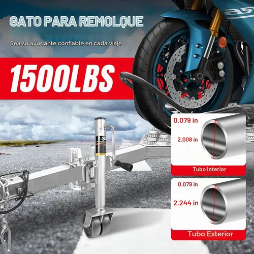 Vista 3 de Torin - Gato de remolque de 1500 libras con rueda, gato giratorio resistente para barco de remolque, elevación de 13 pulgadas, gato de lengüeta