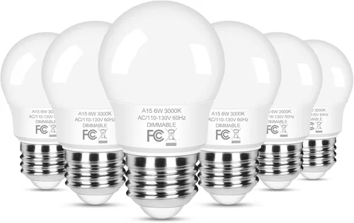 Vista 12 de Brightever 6W Dimmable Ceiling Fan Bulbs, A15 Standard E26 Base Bulb