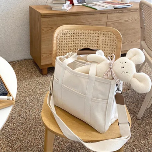 Vista 2 de Tenbip Bolsa de lona con compartimentos, múltiples bolsillos, bolsa para mamá, bolsa de hombro, bolsa de almuerzo cruzada para mujer