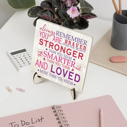 Vista 8 de Letrero de escritorio rosa inspirador para mujer, regalo de aliento para mujeres, regalos de animación, placas de madera, letreros motivacionales