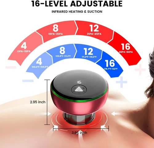 Vista 3 de Juego de terapia de ventosas eléctricas inteligentes con luz roja, dispositivo inteligente de ventosas dinámicas, masajeador de celulitis 4 en 1