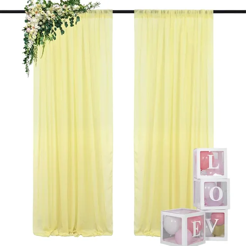Vista 46 de DUOBAO Cortina de gasa rosa, 2 paneles de 29 x 96 pulgadas, cortinas de telón de fondo de boda, cortinas de playa transparentes para sala de estar