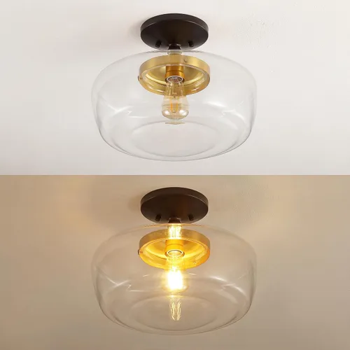 Vista 5 de JONATHAN Y Marfa 14" Clear Semi Flush Mount, Oil Rubbed Bronze/Brass Gold