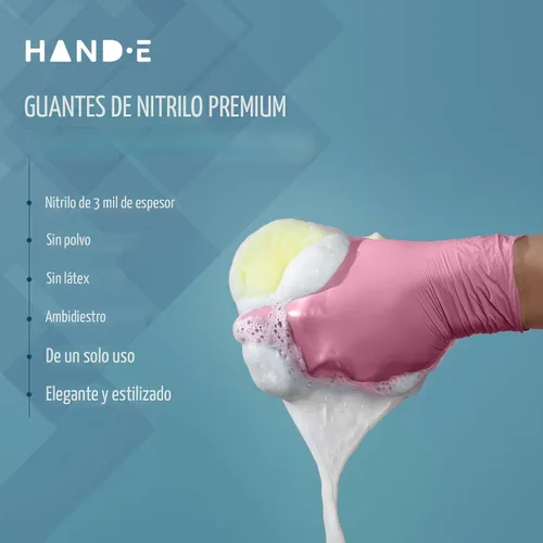 Vista 5 de Hand-E Touch - Guantes desechables de nitrilo rosa, para esteticista, técnico de uñas, tinte y estilista de cabello, guantes de limpieza