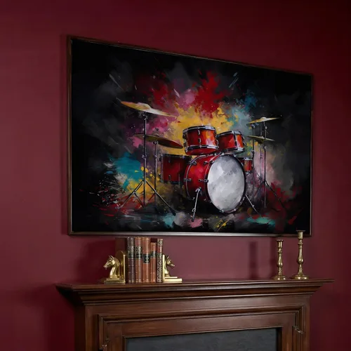 Vista 21 de LuxeWood Arte de Pared Musical en Lienzo - Impresiones Temáticas Musicales Medianas y Grandes para Sala de Estar, Oficina, Estudio, Airbnb
