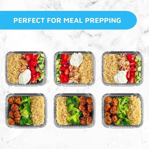 Vista 6 de MontoPack Bandejas Desechables para Llevar con Tapas Transparentes Recipientes de Alimentos de Papel de Aluminio con Capacidad de 1 lb con Sello