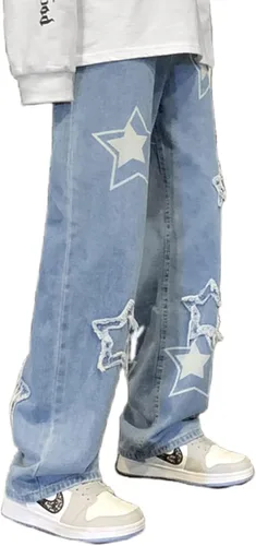 Vista 6 de Pantalones de mezclilla Y2K para hombre, estilo hip hop, holgados, rectos, holgados, estilo hip hop, para hombre
