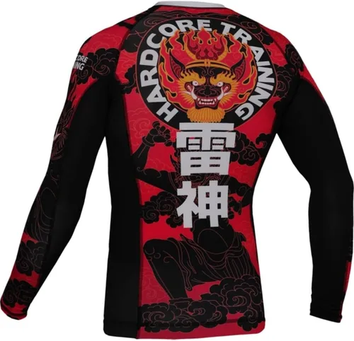 Vista 3 de Hardcore Training Camiseta de compresión para hombre, manga larga, Jiu Jitsu, MMA No-Gi, BJJ apretada, capa base de combate