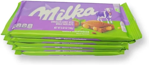 Vista 2 de Milka Chocolate con leche con avellanas enteras (paquete de 5), 1.10 libras