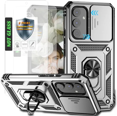 Vista 32 de Funda para Galaxy A26 con cubierta para lente de cámara, protector de pantalla HD, protección contra caídas de grado militar, soporte de anillo