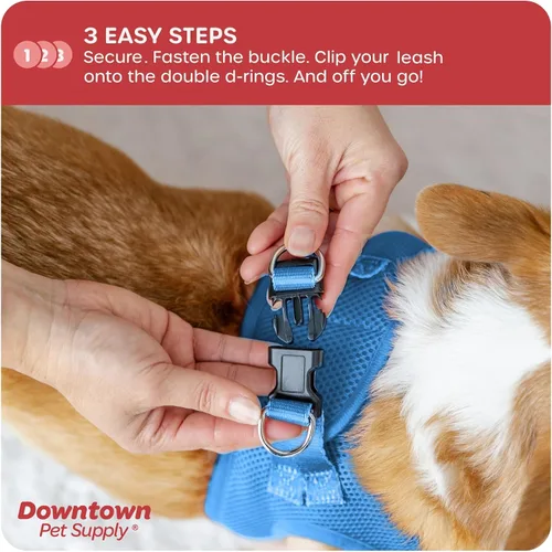 Vista 130 de Downtown Pet Supply Arnés para perro Step-in – Sin tirones, malla acolchada ajustable con ribete reflectante, correa de hebilla segura – Arnés
