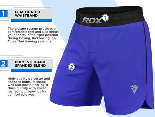Vista 7 de RDX Pantalones cortos de MMA para entrenamiento y kickboxing Pantalones cortos de lucha para artes marciales, pelea de jaulas, Muay Thai, BJJ