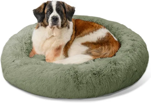 Vista 59 de Best Friends by Sheri - The Original Calming Donut - Cama calmante en forma de dona para perros y gatos - Pelo largo, azul bebé, M, 30 x 30 pulgadas