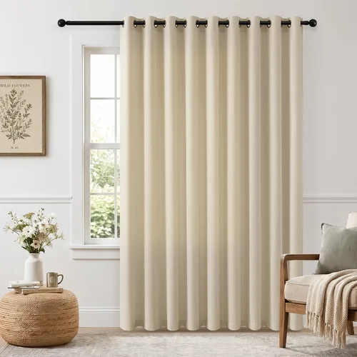 Vista 19 de Cortinas de avena con ojales DUKIYO de 96 pulgadas de largo para sala de estar, comedor, juego de 2 paneles, cortinas de arena y beige