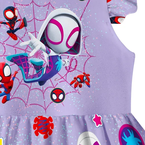 Vista 3 de NOTLY Girl Cartoon Hero Costume Dress Toddler Amazing Casual Outfit Flutter Sleeves Kids Dress Up Clothes for Little Girls