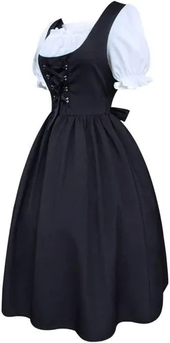 Vista 5 de SHOPESSA Vestido de corsé renacentista para mujer, vestido de sirvienta para el Oktoberfest, vestido de sirvienta de manga corta abombada, vestidos